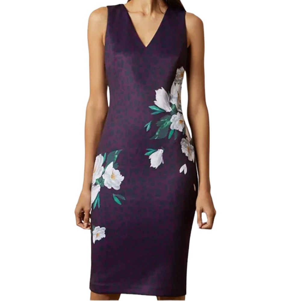 Ted Baker Toriiy Wilderness Print Sleeveless Bodycon Dress 2(4-6)